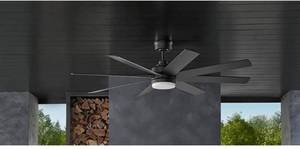 lot 172 image: Celene 62 in. LED IndoorOutdoor Matte Black Ceiling Fan with Light and Remote