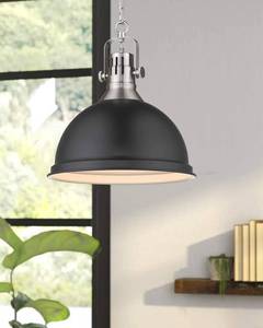lot 212 image: Emliviar 1-Light Industrial Pendant Light, 8 Modern Dome Light wMetal Shade, Black