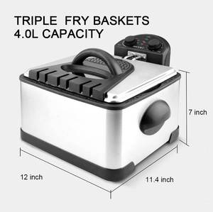 lot 175 image: Secura 1700-Watt Stainless-Steel Triple Basket Electric Deep Fryer with Timer