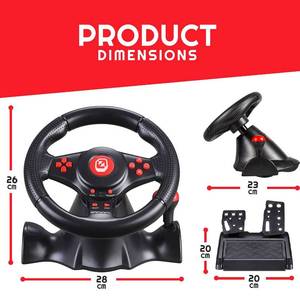 lot 176 image: EVORETRO Super Gaming Steering Wheel with Pedals, Cross Platform Compatible