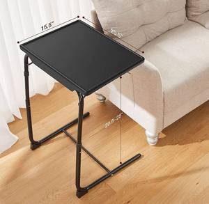 lot 17 image: Adjustable TV Tray Table with 6 Height & 3 Tilt Angle Adjustments (Black)