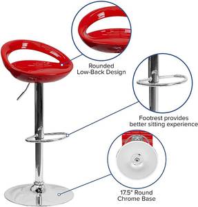 lot 49 image: Flash Furniture Contemporary Red Adjustable Height Barstool wChrome Base