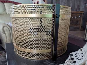 lot 7 image: Matte GoldBrown 3-Light Metal Mesh Drum Shade Semi-Flush Mount