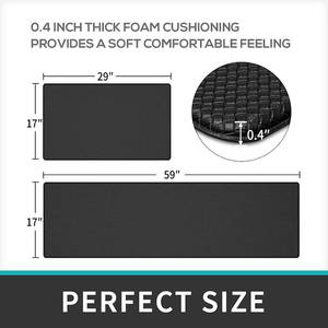 lot 75 image: Set of 2 Cushioned Anti Fatigue Comfort Mats,17 x 29  17x 59, Black