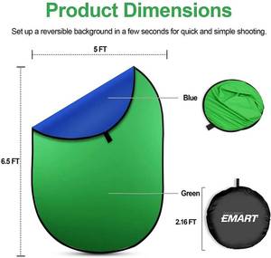 lot 36 image: EMART Portable 2-in-1 Blue & Green Reversible Screen Backdrop, 5 x 6.5ft Collapsible
