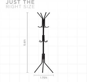 lot 112 image: Free-Standing Coat Rack Metal Stand, Black