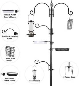 lot 118 image: ERYTLLY Bird Feeding Station Pole Kit, Multi-Feeder, Suet Feeder, Bath