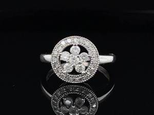 lot 2 image: 12 Carat Floral Halo Diamond Estate Ring in 10k White Gold $1,750 Retail