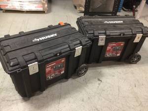 Lot of 2 37 in. Rolling Tool Box Utility Cart Black by Husky Customer Returns See Pictures