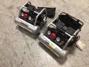 Lot of 2 1 Gal. Portable Electric-Powered Silent Air Compressor by Husky Custsomer Returns See Pictures