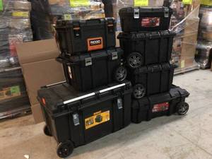 Lot of Mixed Assorted Wheeled Tool Storage Boxes Customer Returns See Pictures