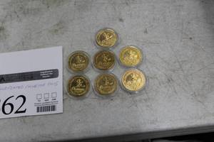 lot 862 image: Lot of (7) Gold-Plated Collectors Coins in Plastic Coin Case