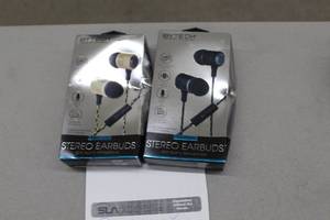 lot 885 image: Lot of (2) Bytech Stereo Earbuds with Built-In Microphone (New )