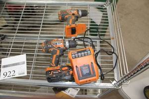 lot 922 image: Lot of (2) Ridgid R86008 12 Drills, Charger