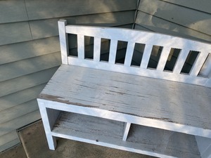 lot 240 image: Outdoor White Wood Bench