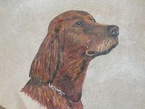 lot 63 image: Hand Painted Dog Portrait on Stone