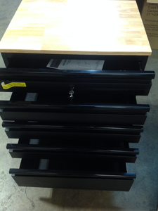 Heavy Duty Welded 18-Gauge Steel 5-Drawer Garage Base Cabinet in Black (28 in. W x 32 in. H x 21.5 in. D) by Husky Customer Returns See Pictures