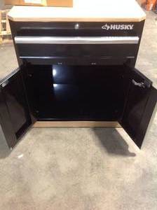 Husky Ready-to-Assemble 24-Gauge Steel 1-Drawer 2-Door Garage Base Cabinet in Black (28 in. W x 33 in. H x 18 in. D) Customer Returns See Pictures