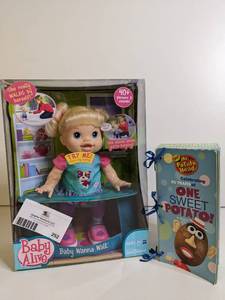 Rare Discontinued Vintage Baby Alive Baby Wanna Walk DollStill In Package & 50th Anniversary Mr. Potato Head Still in Package