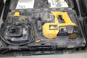 lot 280 image: DeWalt DC212 18V SDS Hammer Drill, Batteries (x2), Charger, Case