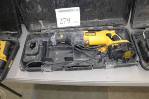 lot 279 image: DeWalt DC385 18V Variable Speed Reciprocating Saw, Charger, Case