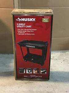 lot 64 image: Husky 2-Tier Plastic 4-Wheeled Service Cart in Black Customer Returns See Pictures