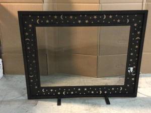 lot 75 image: Glactica Black Steel 1-Panel Fireplace Screen Customer Returns See Pictures