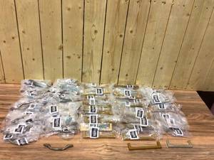 lot 14 image: 3-34 in. Center-to-Center Brass Gold Solid Square Slim Cabinet Bar Pull Customer Returns See Pictures