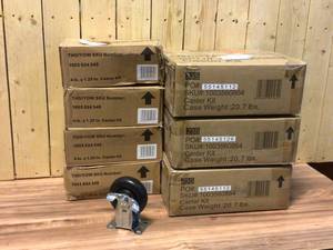 lot 15 image: Lot of New Open Box Husky 4 in. Caster Kit for Heavy Duty Welded Steel Garage Base Cabinets  See Pictures