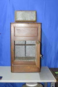 lot 27 image: Antique wood icebox refrigerator very good condition