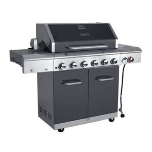 lot 106 image: Nexgrill Deluxe 6-Burner Propane Gas Grill in Slate with Ceramic Searing Side Burner - Missing Grates., 720-0896B.