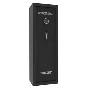 lot 110 image: Stack-on Siege 12-Gun Fireproof with Electronic Lock Gun Safe, Black, HDS5518-30-H1E-21 - Part That Holds the Digital Combination is Cracked.