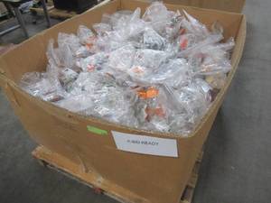 lot 132 image: MIXED PALLET OF MISCELLANEOUS DOOR AND DRAWER KNOBS AND HANDLES (Various Types and Sizes) PACKAGED BY MODEL TYPE AND QUANTITY