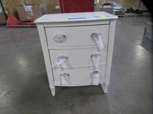 lot 256 image: Home Decorators Collection Ashdale 3-Drawer Ivory Nightstand Model HD-003-NS-IV