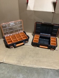 RIDGID 22 in. Pro Organizer, Black &  Pro System Gear 10-Compartment Small Parts Organizer. See Pictures