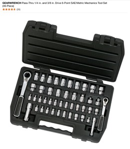 GEARWRENCH Pass-Thru 14 in. and 38 in. Drive 6-Point SAEMetric Mechanics Tool Set (46-Piece). See Pictures