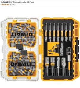 DEWALT MAXFIT Screwdriving Set (60-Piece) & 38 in Drive Deep Metric Socket Set (15-Piece). See Pictures