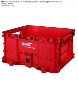 Milwaukee PACKOUT 18.6 in. Tool Storage Crate Bin with Carrying Handles & 550 Lumens LED REDLITHIUM USB Pivoting Flood Light. See Pictures