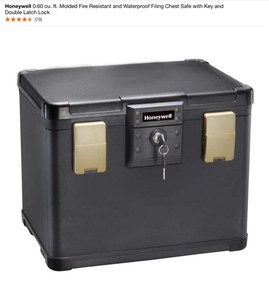 Honeywell 0.60 cu. ft. Molded Fire Resistant and Waterproof Filing Chest Safe with Key and Double Latch Lock. See Pictures