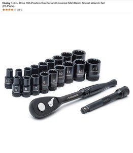 Husky Socket Wrench Set, SAEMetric Long Arm Hex Keys, Variety Screwdriver Set & 38 in. Drive Deep Impact Socket Set. See Pictures