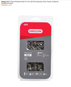 lot 3 image: Oregon S62T 2-Pack Chainsaw Chain for 18 in. Bar & S56T 2-Pack Chainsaw Chain for 16 in. Bar. See Pictures