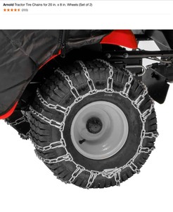 lot 15 image: Arnold Tractor Tire Chains for 20 in. x 8 in. Wheels (Set of 2) & Arnold Universal Tractor Cover. See Pictures