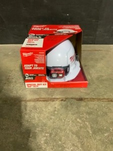 lot 22 image: Milwaukee 450 Lumens LED SpotFlood Headlamp with Hardhat. See Pictures