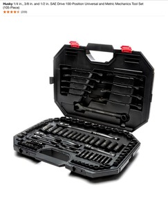 lot 31 image: Husky 14 in., 38 in. and 12 in. SAE Drive 100-Position Universal and Metric Mechanics Tool Set (105-Piece). See Pictures