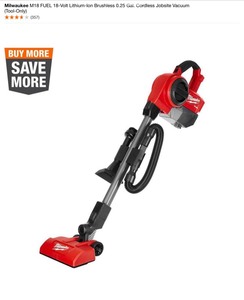 lot 44 image: Milwaukee M18 FUEL 18-Volt Lithium-Ion Brushless 0.25 Gal. Cordless Jobsite Vacuum (Tool-Only). See Pictures