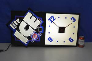 Miller Lite hanging light up clock sign
