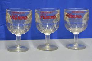 Thick & heavy inverted Hamms goblets set of 3