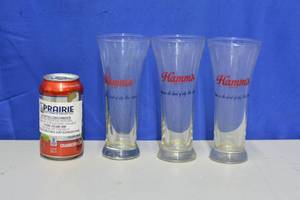 3 matching Hamms  tall glasses