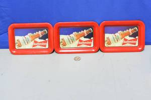 qty of 3 Budweiser tin trays
