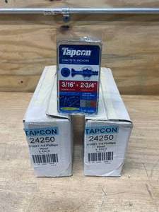 lot 70 image: TAPCON Lot of 2 Cases of-  316 x 2 34 Concrete Anchors (6 packs of 25 anchors per case)